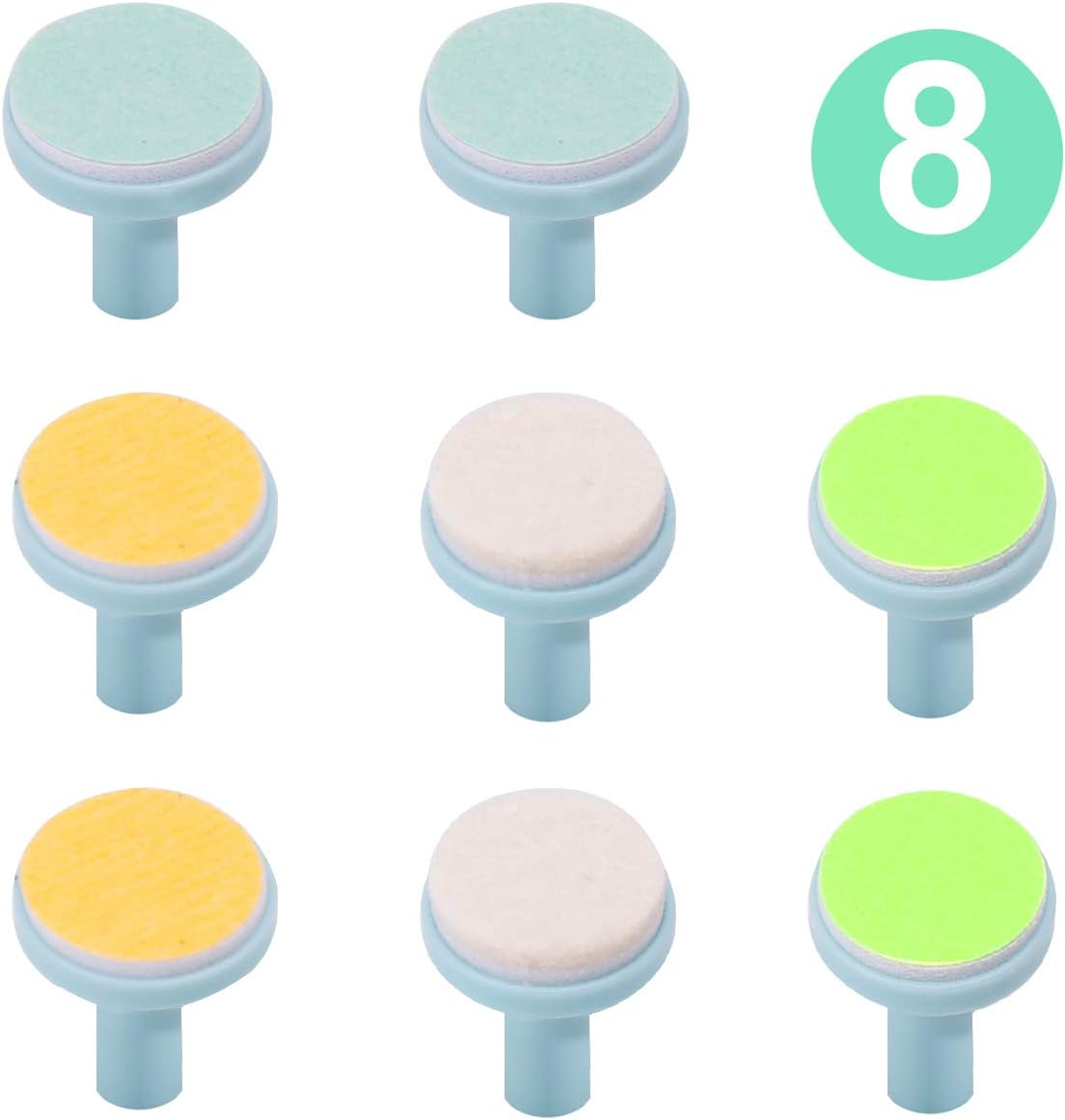 Baby Nail File Replacement Pads, Grinding Heads Polish Disc for Electric Nail Trimmer by Consevisen and Other Brands, Toes Fingernails Care for Infant Toddler Kids (8 Pack, Teal)