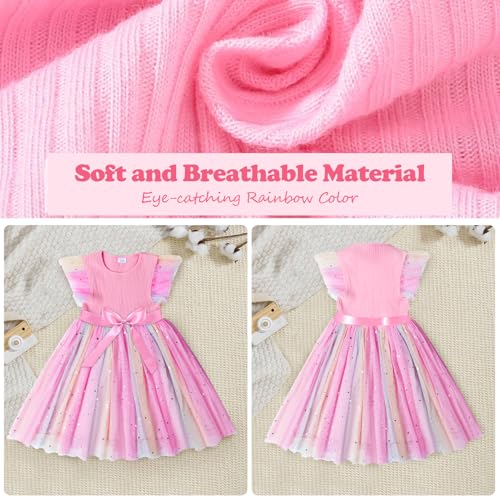 Toddler Girls Tulle Dress Summer Ruffle Sleeveless Baby Girl Fashion Tutu Dresses with Headband Princess Dress 2-6Y2