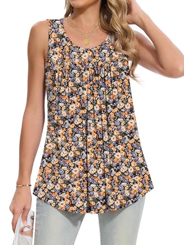 Women's Tank Tops Summer 2025 Sleeveless Tunic Tops Shirts Blouses Round Neck Loose Fit M-3XL2