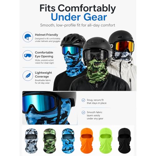 Image of SATINIOR 6 Pcs Ski Mask Cover Balaclava Full Face Mask Summer Face Cover UV Windproof Balaclava for Men Women Outdoor Sports