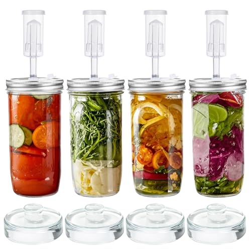 Galssmagic 24 oz Fermentation Jar,4 Pack Fermentation kit with Fermenting Weights and Airlocks,Pickle Jar for Fermenting,Pickling,Canning,Mead Making