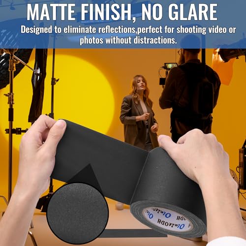 Image of 4 Pack Black Grade Gaffer Tape 4 Inch x 30 Yards, Floor Tape for Electrical Cords Cable Tape, Waterproof Rubber Adhesive No Residue Non-Reflective Matte Finish Gaff Tape, Multipurpose Gaffers Tape