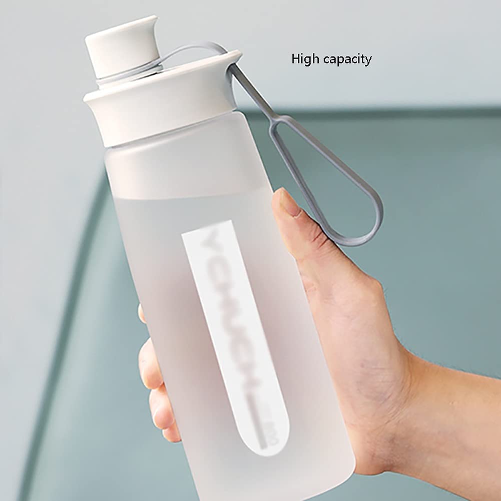 Sportflasche Sportflasche Reise Wasserflasche Griff Seil Sport Wasserflasche für sportliche Übungen Outdoor Wandern Laufen Wasserflaschen (Fassungsvermögen: 800 ml, Farbe: Grau) (Weiß 1000 ml)
