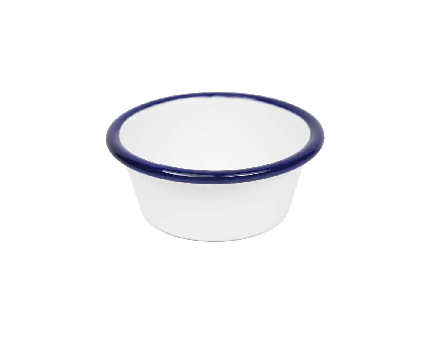 Enamelware Vintage Style Small Ramekin, 2 Oz, Blue Rim
