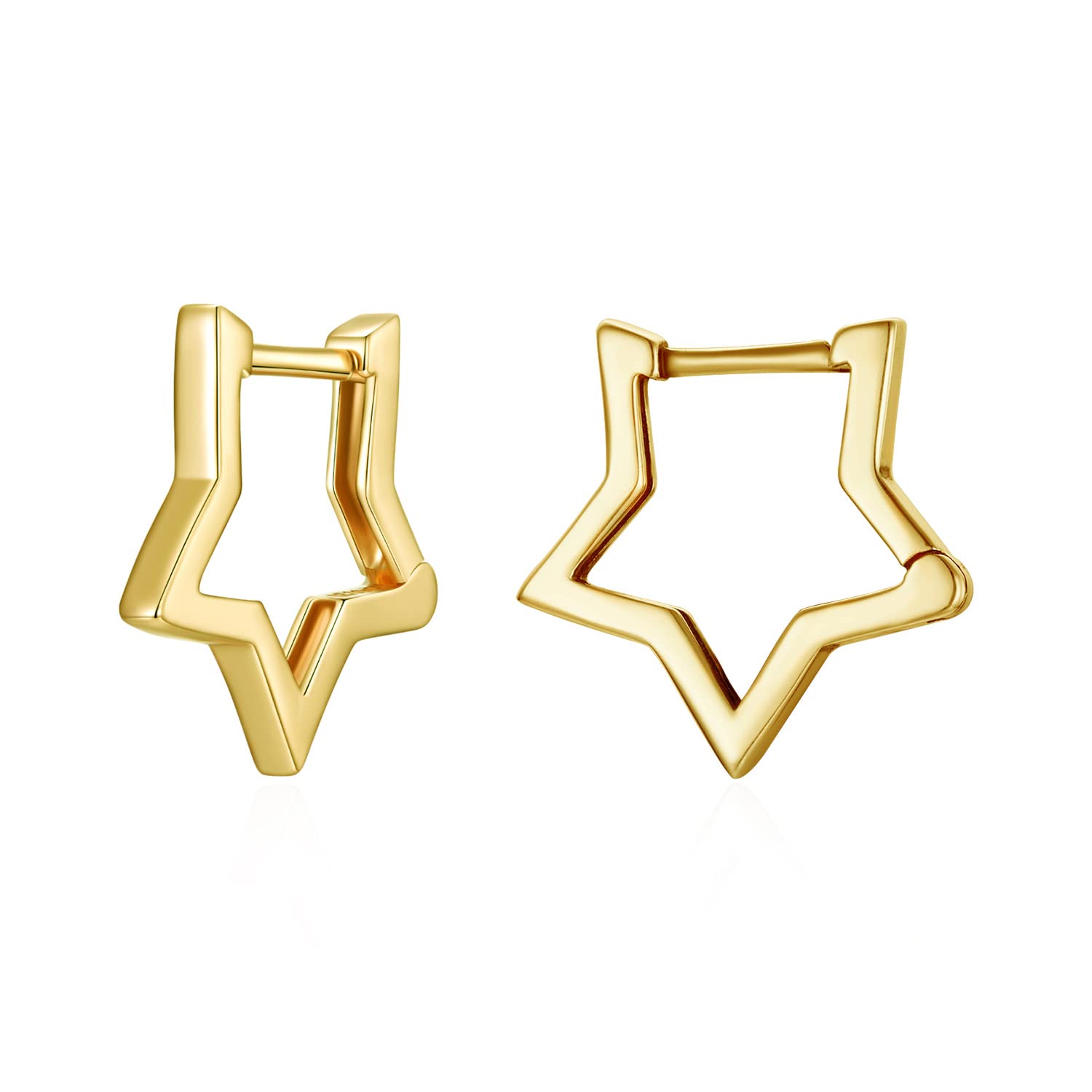 QingsPendientes de Aro Estrella Pequenos - Qings Plata de Ley 925 Star Geométrico Aros Antialergicos Cartilago en Forma de Estrella Mini Huggie Hoop Pendiente Regalo de Cumpleaños para Mujer Niña