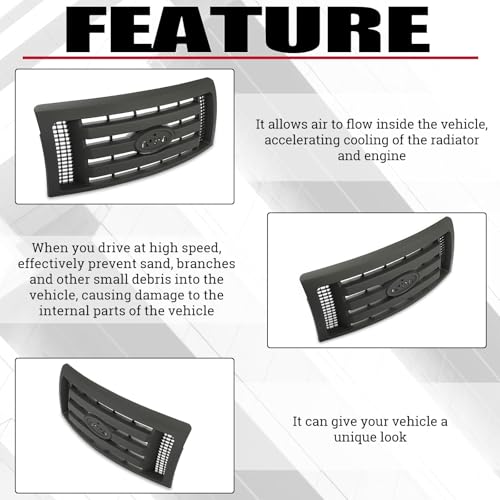 Image of HECASA Grille Compatible with 2009-2014 Ford F150 XL Model Grill