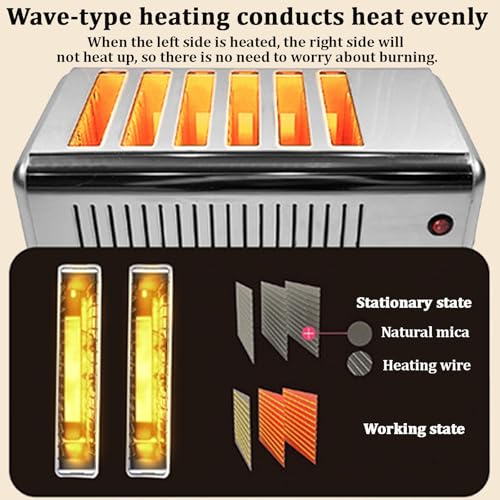 Toaster Stainless Steel Toaster Countdown Timer, Bagel/Defrost/Reheat/Cancel Functions,Warming Rack, Removable Tray, 5 Browning Settings, Extra Wide Slots, Bread Toaster,Fourpieces - Image 6