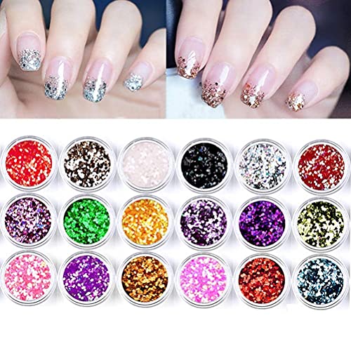 nuoshen 18 Farben Glitzer Staub Set, Glitzer für Nagel Glitter Pulver Paillette Glitzerpuder für Nagelkunst Lidschatten… – Bild 5