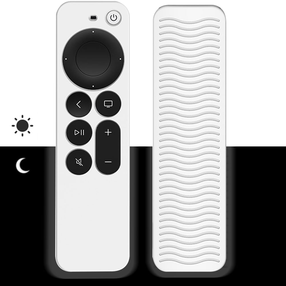 Etui na pilota Apple TV 4K Siri Remote 3rd Gen (2022) / 2nd Gen (2021) - Silikonowe etui na akcesoria TV (Biały poświata)