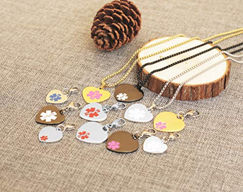 MZZJ Free Engraved ICE Message Stainless Steel Heart Shape Medical Alert ID Charm with Lobster Clasp for DIY Bracelet, Food Drug Allergy Diabetes Medical Keychain for Unisex,Multi Color3