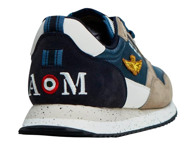 AERONATICA Militare Sneakers con Patch AM E Aquila Denim Sabbia