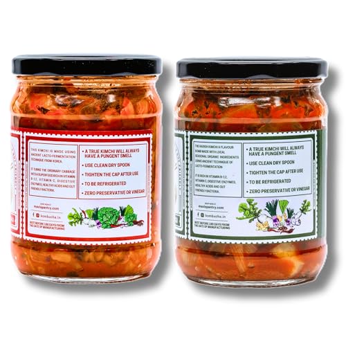 Image of MAVI's Kimchi | Vegan Kimchi & Radish Kimchi | Combo Pack of 2 | 500g Each | Korean Kimchi | 100% Natural & No Preservatives | Organic and Vegan | No Artificial Flavour or Colour | Probiotic Pickle