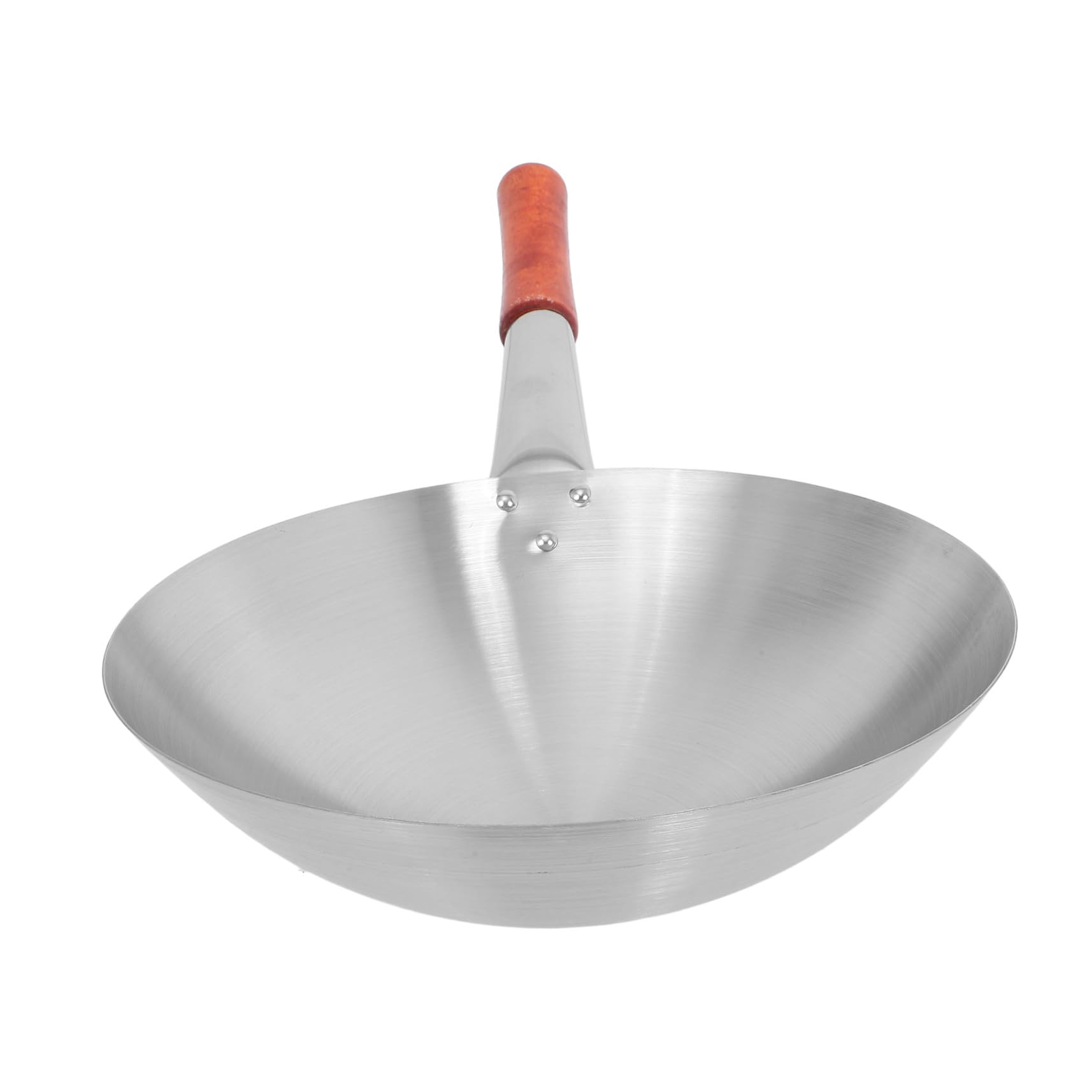 Wok Singolo Manico in Acciaio Inox e Legno per Verdure Quotidiane