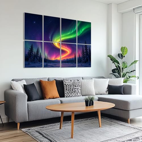 8 Paneles Acústicos Decorativos Auto Adhesivos Pack 8, Absorbentes de Sonido, Motivo Bosque Nevado y Auroras Boreales, 48"x32" miniatura 6