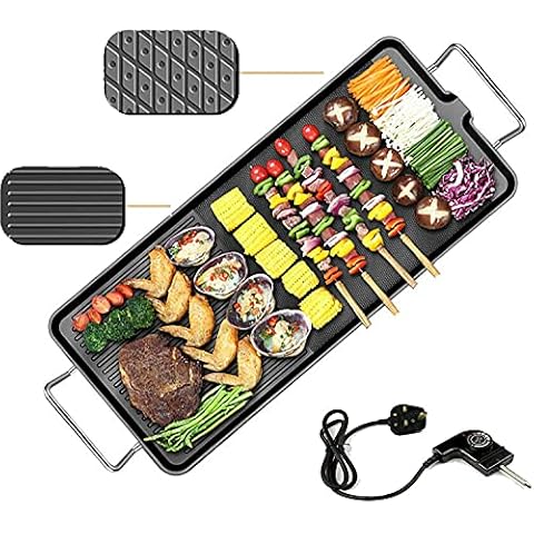 Electric XXL Teppanyaki Table Grill, Large Smokeless Grill Non-Stick Hot Plate Table Top Griddle with Adjustable Thermostat, Portable Family Party Tabletop BBQ Hot Plate Barbecue - 67x29.5x8.5cm Cover