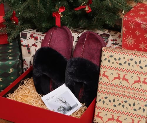 Image of KuaiLu Womens Cozy Memory Foam Slippers Ladies Fuzzy Faux Fur Lined Warm Arch Support House Shoes Slip on Comfy Winter Scuff Indoor Outdoor Rubber Hard Sole