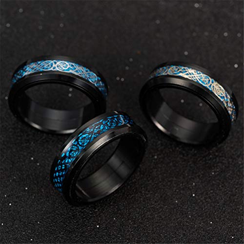 Image of HIJONES Unisex Carbide Fiber Celtic Dragon Spinner Ring Stainless Steel Wedding Spins Band