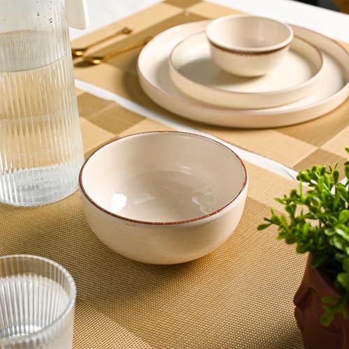 Image of MARKET 99 Melamine Plato Dinner Set of 12 Pcs | Glossy Round Dinnerware Set with 4 Full Plates, 4 Quarter Plates & 4 Soup Bowls | Elegant Plain Design | Lightweight, Durable & Easy to Clean Dining Set