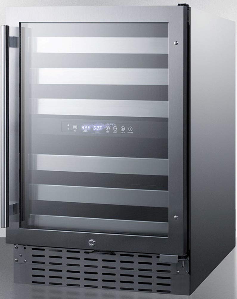 Summit Appliance Swc532blbistcss 24" Wide Built-In Wine Cellar; Automatic Defrost; 46 Bottles; Full-Extension Shelving; Two Temperature Zones; Digital Control Panel; Factory Installed Lock on Fridge.com - View 2