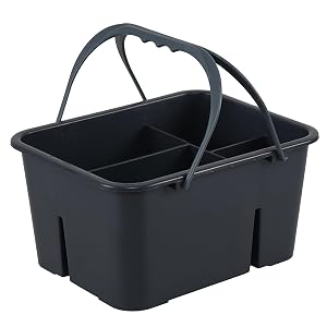 Tyminin Plastic Utility Caddy with Handle Shower Caddy Tote 4 Slots Divided Basket Bin Portable Cleaning Caddy F