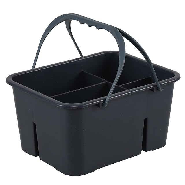 Tyminin Plastic Utility Caddy with Handle Shower Caddy Tote 4 Slots Divided Basket Bin Portable Cleaning Caddy F