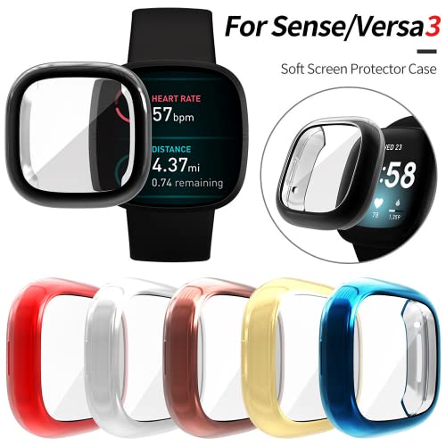 Image of YODI Soft TPU Screen Protector Case Compatible with Fitbit Sense /Versa 3, Protective Cover Bumper Accessories for Men Women (Rose Gold)