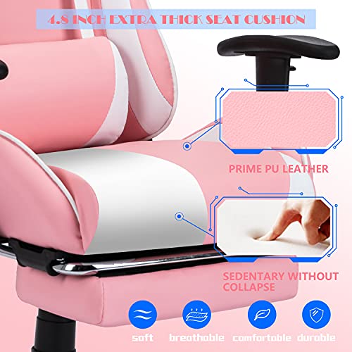 ALEAVIC-Silla-GamerSilla-Gaming-con-ReposapiesSilla-de-Oficina-Ergonomica-Silla-Racing-con-Respaldo-AltoRosa