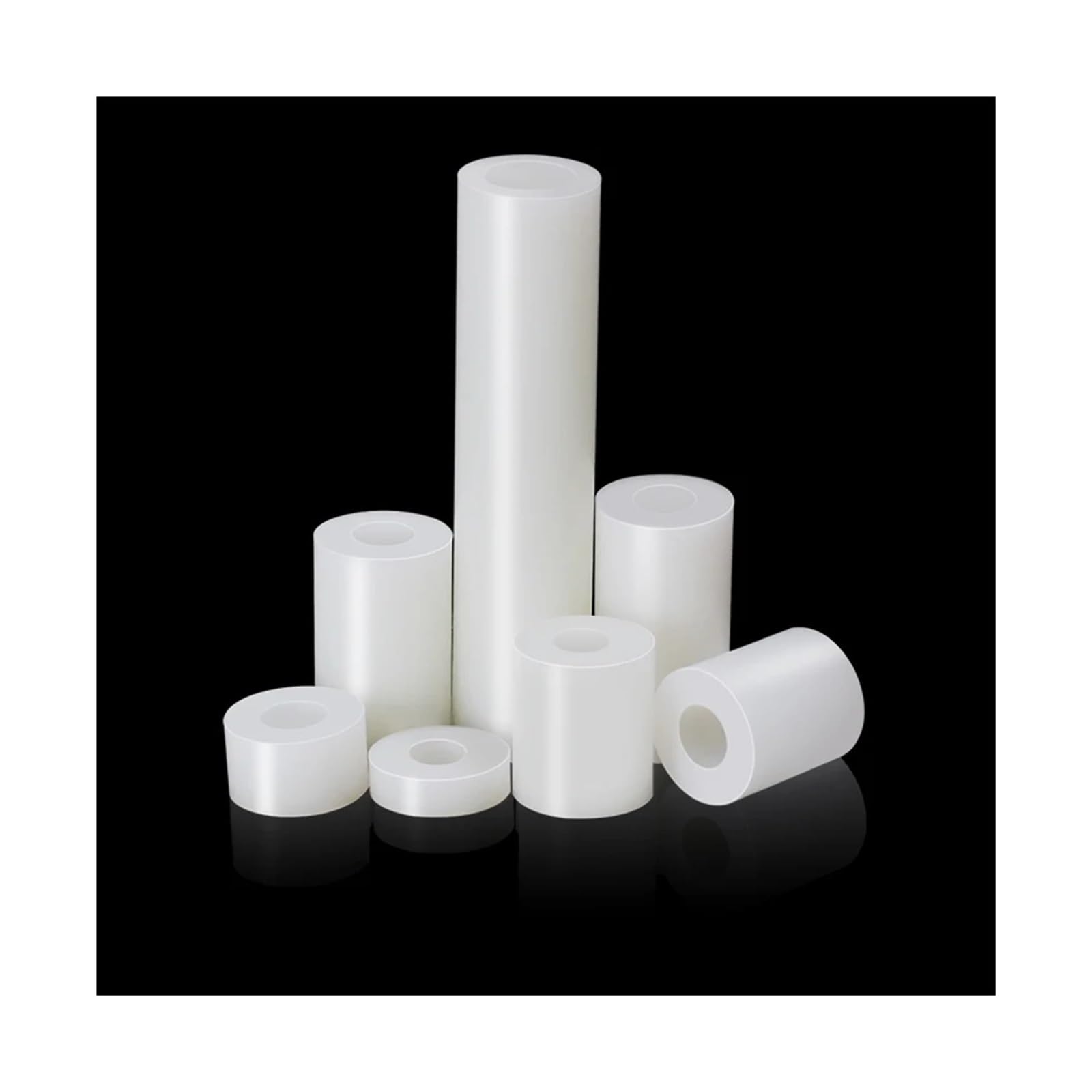 Entretoise en Plastique Douille Droite en Nylon， Entretoise Ronde Creuse en ABS M3 M4 M5 M6 M8, Blanc/Noir, rondelle Creuse, Longueur 2 à 25mm, 50 pièces(White,M3x15mm)