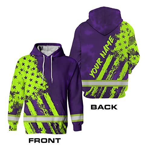 Tie Dye US Flag High Visibility Hoodie For Men Reflective Hoodie Safety Workwear For Workers Runners Patriotic3