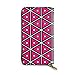 Produktbild JHGFG Pink Pattern Triangles Design Linien Echtes Leder Geldbörse Lange Damen Geldbörse Handtasche Multi Kartenhalter Organizer Für Frauen Angepasst