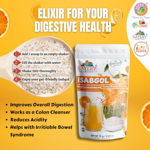 Image of by Saipro Psyllium Husk Isabgol Powder,75 gm SUGAR FREE, Diabetic friendly, 15 Days Serving, Daily fiber Mild Tangy Orange flavor|Boosts Digestion | Natural Constipation Relief Good fiber blend| ease digestion, all natural, No preservative, No added color