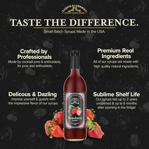 Image of Liquid Alchemist Strawberry Syrup for Drinks - Real Ingredients Make our Strawberry Puree for Drinks a Perfect Margarita Mix - Our Flavored Syrup is Gluten & Dairy Free (25.4 oz) (Pack of 2)