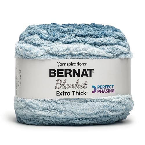 Image of Bernat Blanket Extra Thick Perfect Phasing Ocean Teal Yarn - 1 Pack of 21.12oz /598.74g - 100% Polyester - #7 Jumbo - 72 Yards - Chunky Yarn for Hand Knitting, Crocheting, Crafts & Amigurumi