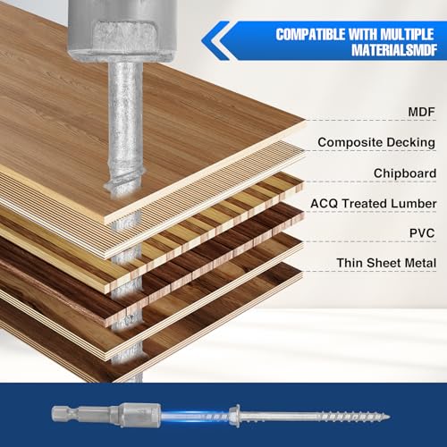 Image of Mech.Galv.#9 x 2-1 /2 inch Joist Hanger Screws-200 Qty,9212R200 Hurricane Screws | 1 /4 inch Hex Socket Wood Screw,0.370 inch-Dia Deck Screw, Joist Hanger Connector Screws Replace 10D Nails-1500 Hours Salt Spray Test
