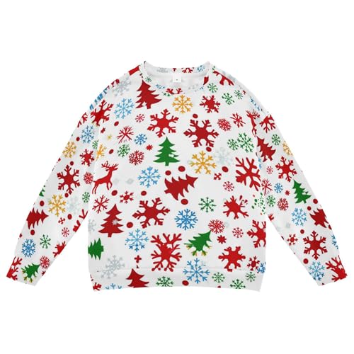 Wudan Christmas Tree Snowflake Colorful Little Girls Hooded Sweatshirt Fleece Sweatshirt With Hoodie