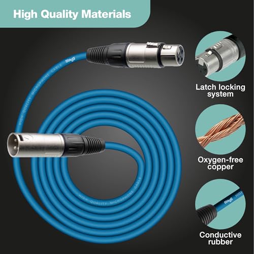 Image of Stagg SMC6 CBL 6 m XLR to XLR Microphone Cable - Blue