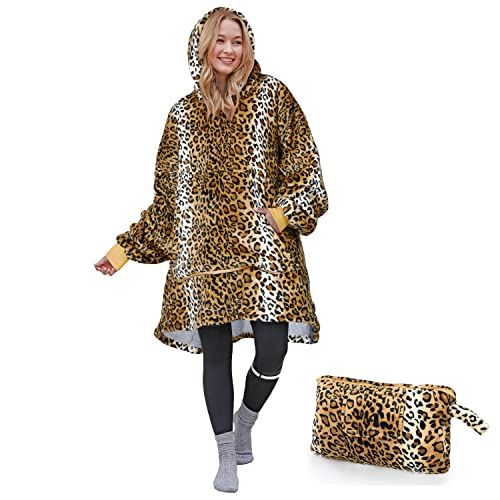 Catalonia Leopard Sherpa Wearable Blanket Hoodie