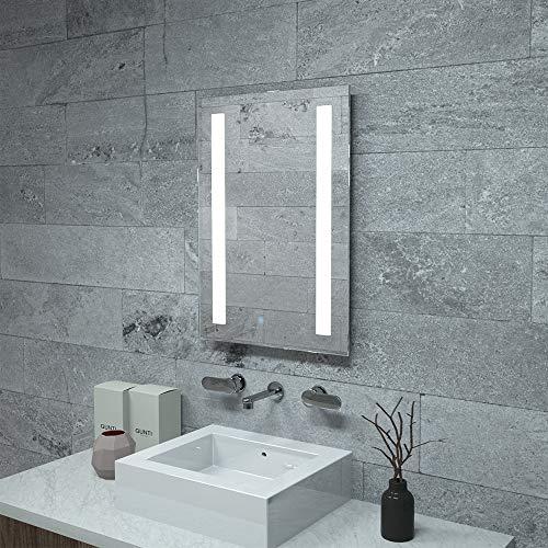 Janboe 600x800mm Illuminated LED Bathroom Mirror Anti-Fog LED Mirrors with Lights + Touch Switch Control + Vertical Installation…