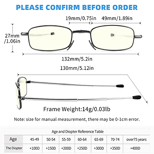 Image of Reading Glasses Blue Light UV Blocking, Compact Foldable Spring Hinge Readers with Soft Nose Pad for Men Women 2 Pack Black /Red +2.5