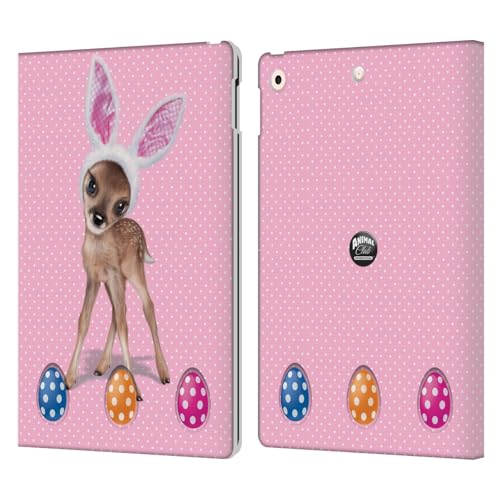 Étui portefeuille iPad 10.2 faon de Pâques en cuir protection tablette
