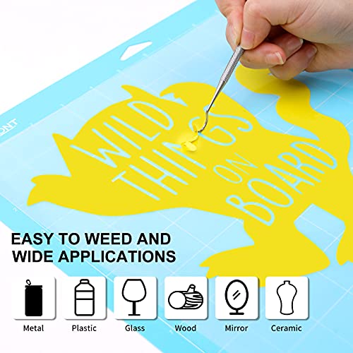 Image of HTVRONT Yellow Permanent Vinyl Roll - 12 inch x 50 FT Glossy Lemon Yellow Adhesive Vinyl for Cricut, Silhouette, Cameo Cutters, Yellow Vinyl Roll for Signs, Scrapbooking, Craft, Die Cutters
