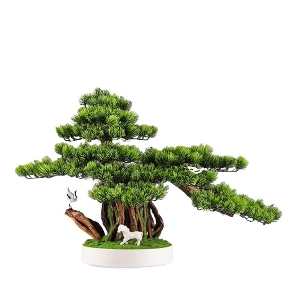 DFGHNBVC Artificial Plants Display Tree Simulation Fortune Tree Bonsai Welcome Pine Ornaments Entrance Table Living Room Office Hotel Soft Decorations Book Shelf Decor Ornaments