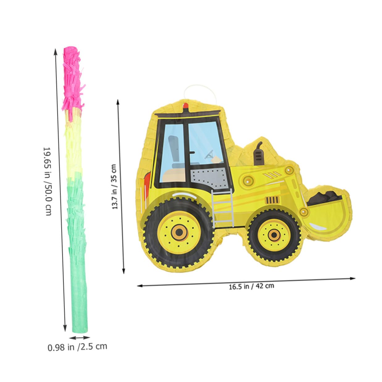 TOYANDONA Piñata de Papel Excavadora para Fiesta Infantil, Color Amarillo, 2 Piezas (piñata Palo para Golpear), Accesorio de Juego Adecuado para Cumpleaños y Eventos Temáticos