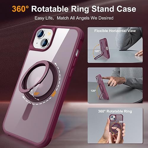 Image of Compatible with iPhone 15 Case with Stand 6.1 inch,Wine Red