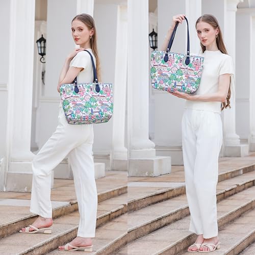Image of Tote bags for women, tote purse, nylon tote bag, with zipper and pockets, waterproof