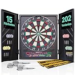 Ultrasport Cible de Fléchettes Électronique avec Portes I Jeu de Fléchettes Électronique pour 1 à 8 Joueurs avec 15 Fléchettes, 15 Plumes, 100 Pointes de Fléchettes, 3 Lignes de Chute