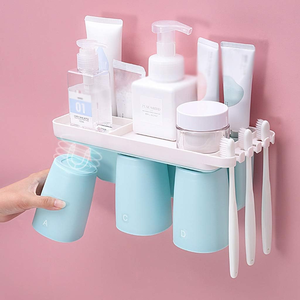 Toothbrush Holder Storage Toothbrush Holder, Brushing Cup Holder Suction Wall Type Wall Hanging Without Punching(19.5 * 12.5 * 13cm)