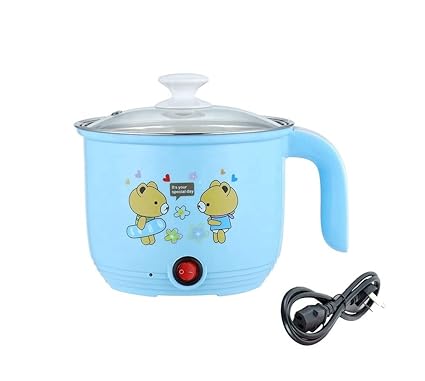 IMUU Multi-function Portable 1.8 liter Electric Hot Pot with Glass Lid Base | Mini Stainless Steel Cooking Pot With Steamer | Noodle Maker for Egg Boiler, Vegetable & Pasta. (Multicolor)