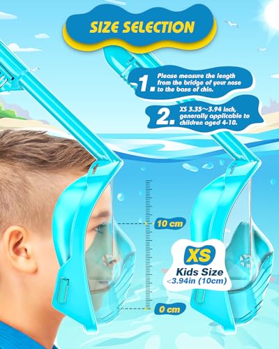 Image of QingSong Kids Snorkel Mask Full Face, Snorkeling Set with Camera Mount, 180 Degree Panoramic View Snorkeling Gear Anti-Fog Anti-Leak