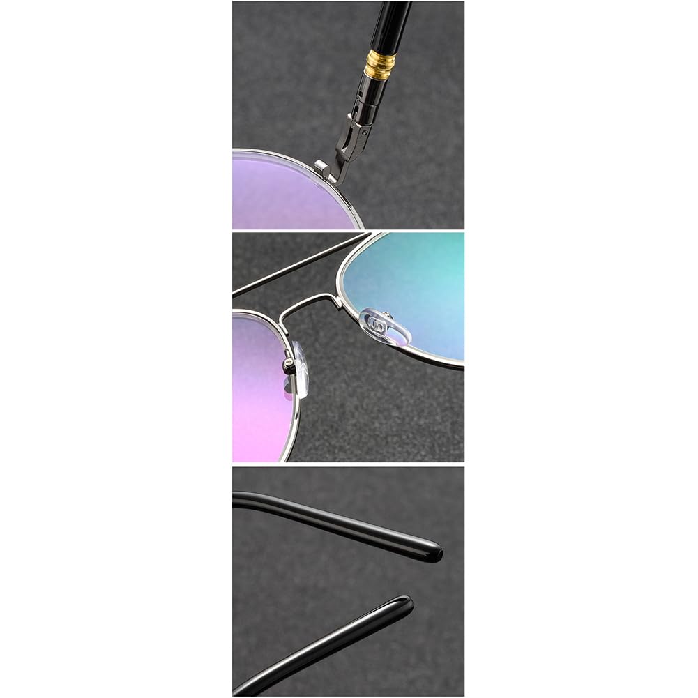 JIETIAN Gafas de Sol fotocromáticas para presbicia Masculinas para Actividades al Aire Libre con Montura metálica Lentes asféricas de Resina HD/UV400,Plata,+1.75